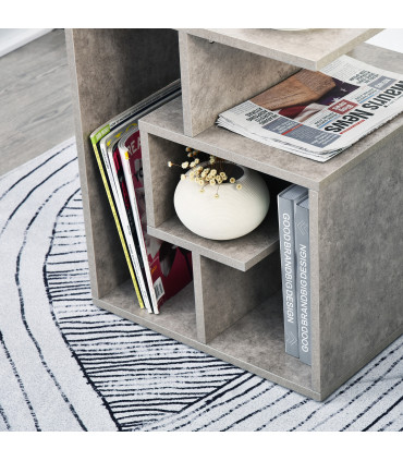 Side End Table Gray 55H x 45L x 40Wcm 3-Tier Open Shelves Storage