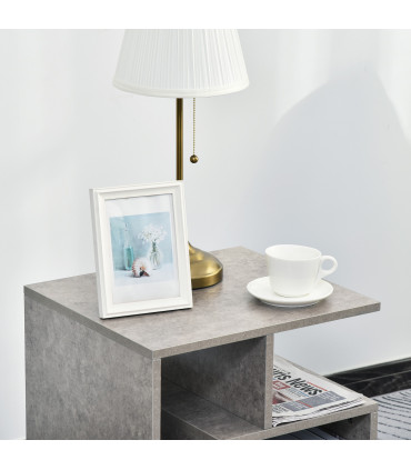 Side End Table Gray 55H x 45L x 40Wcm 3-Tier Open Shelves Storage