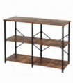 Metal 3-Tier Industrial Style Shelf Brown 76H x 120L x 30Wcm Particleboard Steel