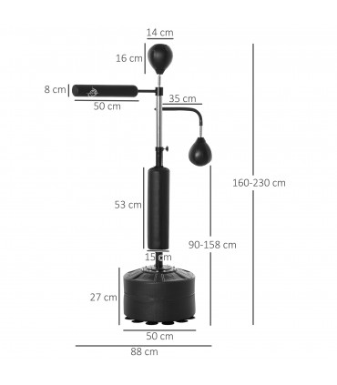 3-in-1 Punching Bag with Stand with 2 Speedballs, 360 Relax Bar HOMCOM