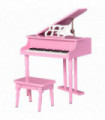 CHILD-SIZE PIANO: 30 Keys Mini Kids Piano with Music Stand and Bench - Pink