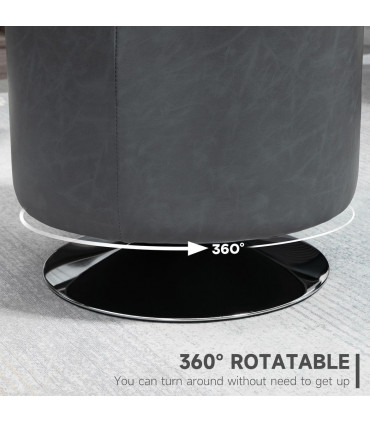 PU Grey 45.5cm 360 Swivel Foot Stool Ottoman Thick Padding Steel Base Grey
