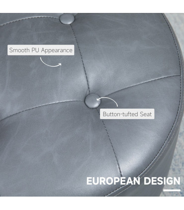 PU Grey 45.5cm 360 Swivel Foot Stool Ottoman Thick Padding Steel Base Grey