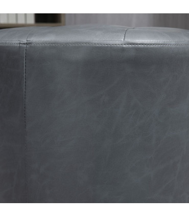 PU Grey 45.5cm 360 Swivel Foot Stool Ottoman Thick Padding Steel Base Grey