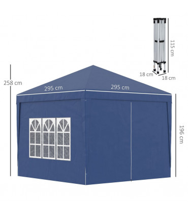 Gazebo Pop Up Party Tent Canopy Marquee Blue Oxford Cloth 2.95m x 2.95m