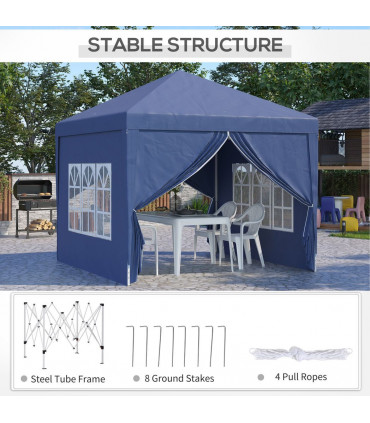 Gazebo Pop Up Party Tent Canopy Marquee Blue Oxford Cloth 2.95m x 2.95m