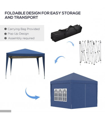 Gazebo Pop Up Party Tent Canopy Marquee Blue Oxford Cloth 2.95m x 2.95m