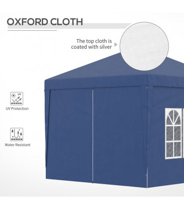 Gazebo Pop Up Party Tent Canopy Marquee Blue Oxford Cloth 2.95m x 2.95m