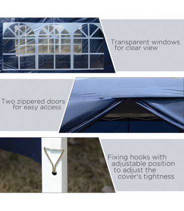 Gazebo Pop Up Party Tent Canopy Marquee Blue Oxford Cloth 2.95m x 2.95m
