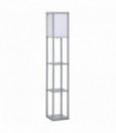 Floor Lamp 4-Tier Grey MDF 26cm x 26cm x 160cm - Light with Storage Shelf