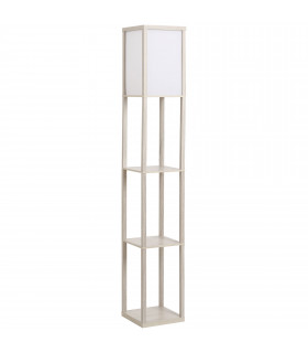 Floor Lamp 4-Tier White and Oak 26cm x 26cm x 160cm Solid MDF with Shelves