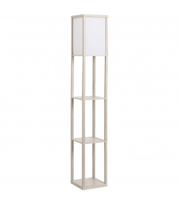 Floor Lamp 4-Tier White and Oak 26cm x 26cm x 160cm Solid MDF with Shelves