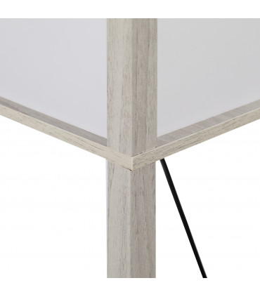 Floor Lamp 4-Tier White and Oak 26cm x 26cm x 160cm Solid MDF with Shelves