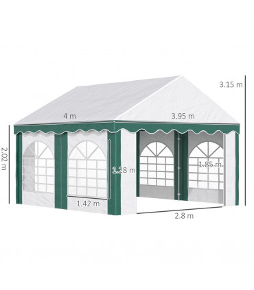 4 x 4m Marquee Gazebo, Party Tent with Double Doors for Wedding and Events