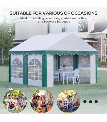 4 x 4m Marquee Gazebo, Party Tent with Double Doors for Wedding and Events