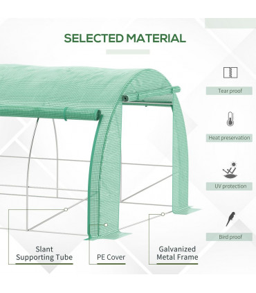 Green Walk-in Tunnel Greenhouse 397L x 302W x 200Hcm Galvanised Steel PE Durable