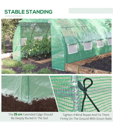 Green Walk-in Tunnel Greenhouse 397L x 302W x 200Hcm Galvanised Steel PE Durable