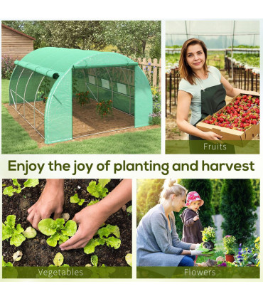 Green Walk-in Tunnel Greenhouse 397L x 302W x 200Hcm Galvanised Steel PE Durable