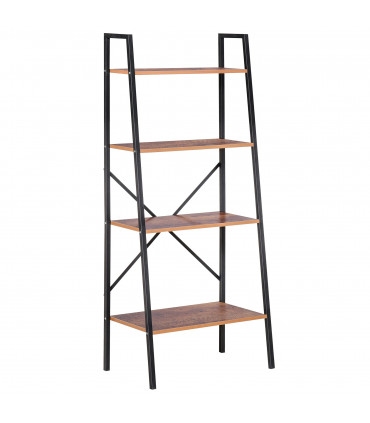 4-Tier Minimalistic Ladder Shelf Unit Steel Frame Home Display Storage