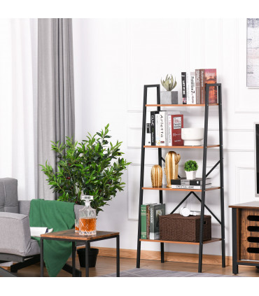 4-Tier Minimalistic Ladder Shelf Unit Steel Frame Home Display Storage
