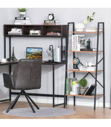 4-Tier Minimalistic Ladder Shelf Unit Steel Frame Home Display Storage