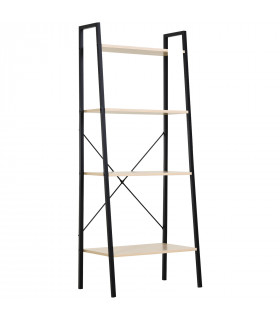 Shelf Unit 4-Tier Minimalistic Ladder Steel Frame Home Display Storage Beige