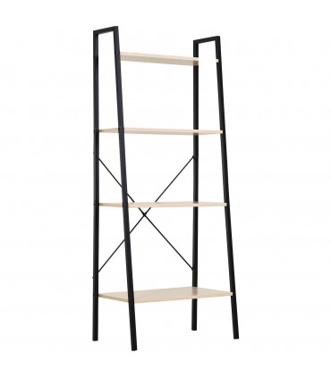 Shelf Unit 4-Tier Minimalistic Ladder Steel Frame Home Display Storage Beige