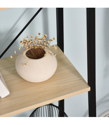 Shelf Unit 4-Tier Minimalistic Ladder Steel Frame Home Display Storage Beige