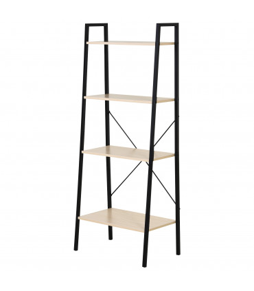 Shelf Unit 4-Tier Minimalistic Ladder Steel Frame Home Display Storage Beige
