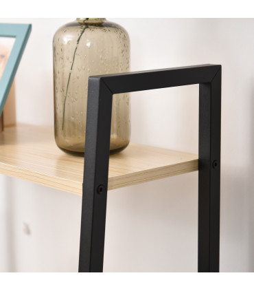 Shelf Unit 4-Tier Minimalistic Ladder Steel Frame Home Display Storage Beige