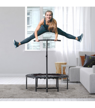 Mini Trampoline Black Steel Oxford Fabric PE 101L x 101W x 116-132H cm