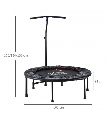 Mini Trampoline Black Steel Oxford Fabric PE 101L x 101W x 116-132H cm