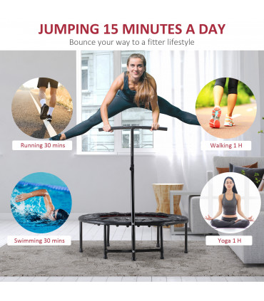 Mini Trampoline Black Steel Oxford Fabric PE 101L x 101W x 116-132H cm