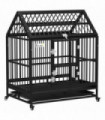 43" Heavy Duty Dog Crate on Wheels w/ Removable Tray and Logs, for L, XL Dogs
