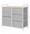 Linen Grey 5 Drawer Storage Unit w/ Shelf Handles 77H x 83W x 29Dcm