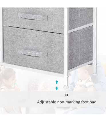 Linen Grey 5 Drawer Storage Unit w/ Shelf Handles 77H x 83W x 29Dcm