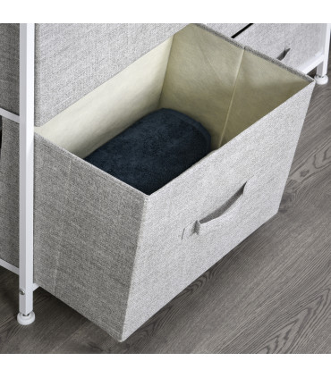 Linen Grey 5 Drawer Storage Unit w/ Shelf Handles 77H x 83W x 29Dcm