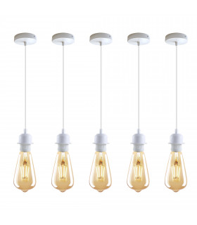 Pendant Lights Vintage Metal White Ceiling Pendant Lamp E27 Base 5 Pack