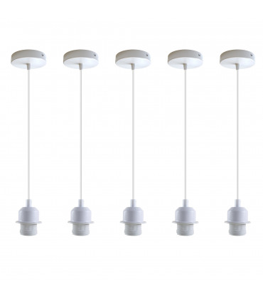 Pendant Lights Vintage Metal White Ceiling Pendant Lamp E27 Base 5 Pack