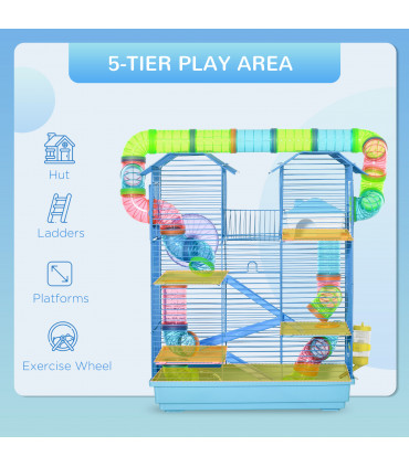 5 Tiers Blue Plastic Hamster Cage Animal Travel Carrier Habitat Kit