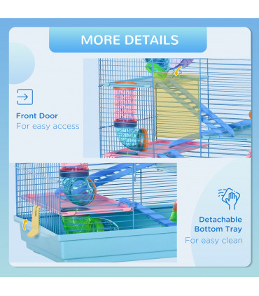 5 Tiers Blue Plastic Hamster Cage Animal Travel Carrier Habitat Kit