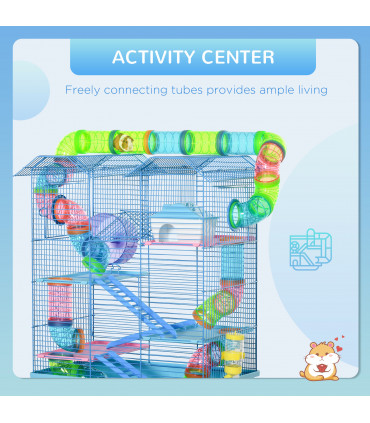 5 Tiers Blue Plastic Hamster Cage Animal Travel Carrier Habitat Kit