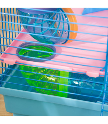 5 Tiers Blue Plastic Hamster Cage Animal Travel Carrier Habitat Kit