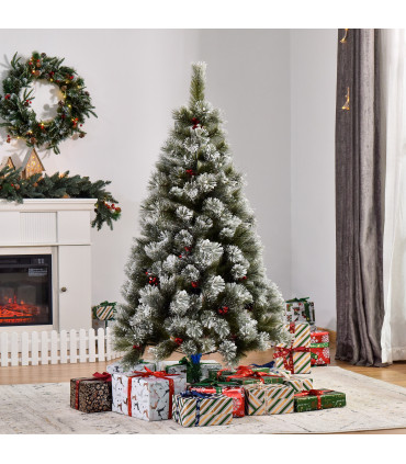 Indoor Christmas Tree Artificial Berry Xmas Deco Metal Stand and 184 Tips 150cm