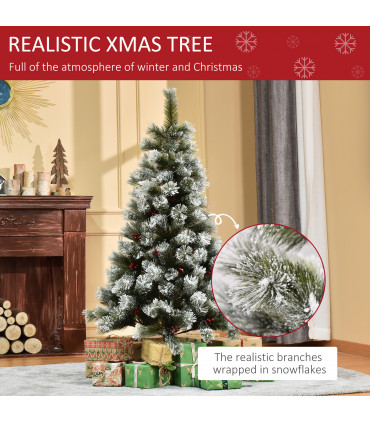 Indoor Christmas Tree Artificial Berry Xmas Deco Metal Stand and 184 Tips 150cm