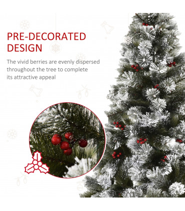 Indoor Christmas Tree Artificial Berry Xmas Deco Metal Stand and 184 Tips 150cm
