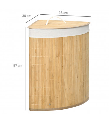 Bamboo Corner Laundry Hamper 38x38x57cm 55L - Dirty clothes storage solution