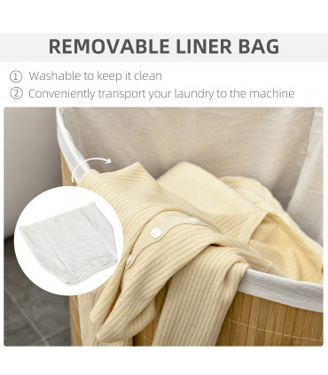 Bamboo Corner Laundry Hamper 38x38x57cm 55L - Dirty clothes storage solution