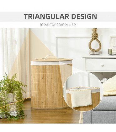 Bamboo Corner Laundry Hamper 38x38x57cm 55L - Dirty clothes storage solution