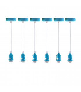 Pendant Light Fitting, Lampshade Addable E27 Lamp Blue Holder Set, Metal/PVC